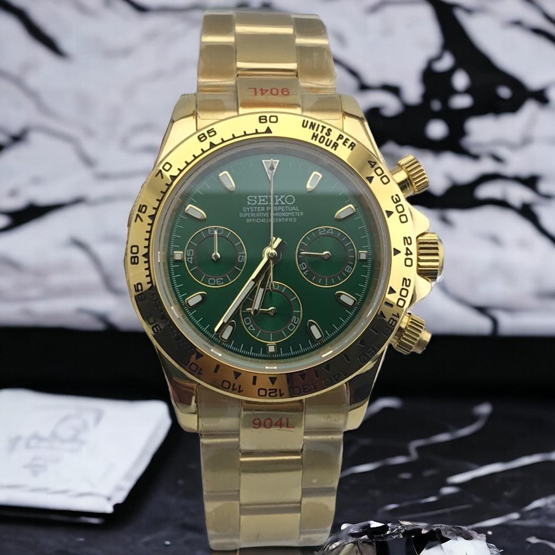 Seiko Daytona Groen en Goud - Edelmanwatches