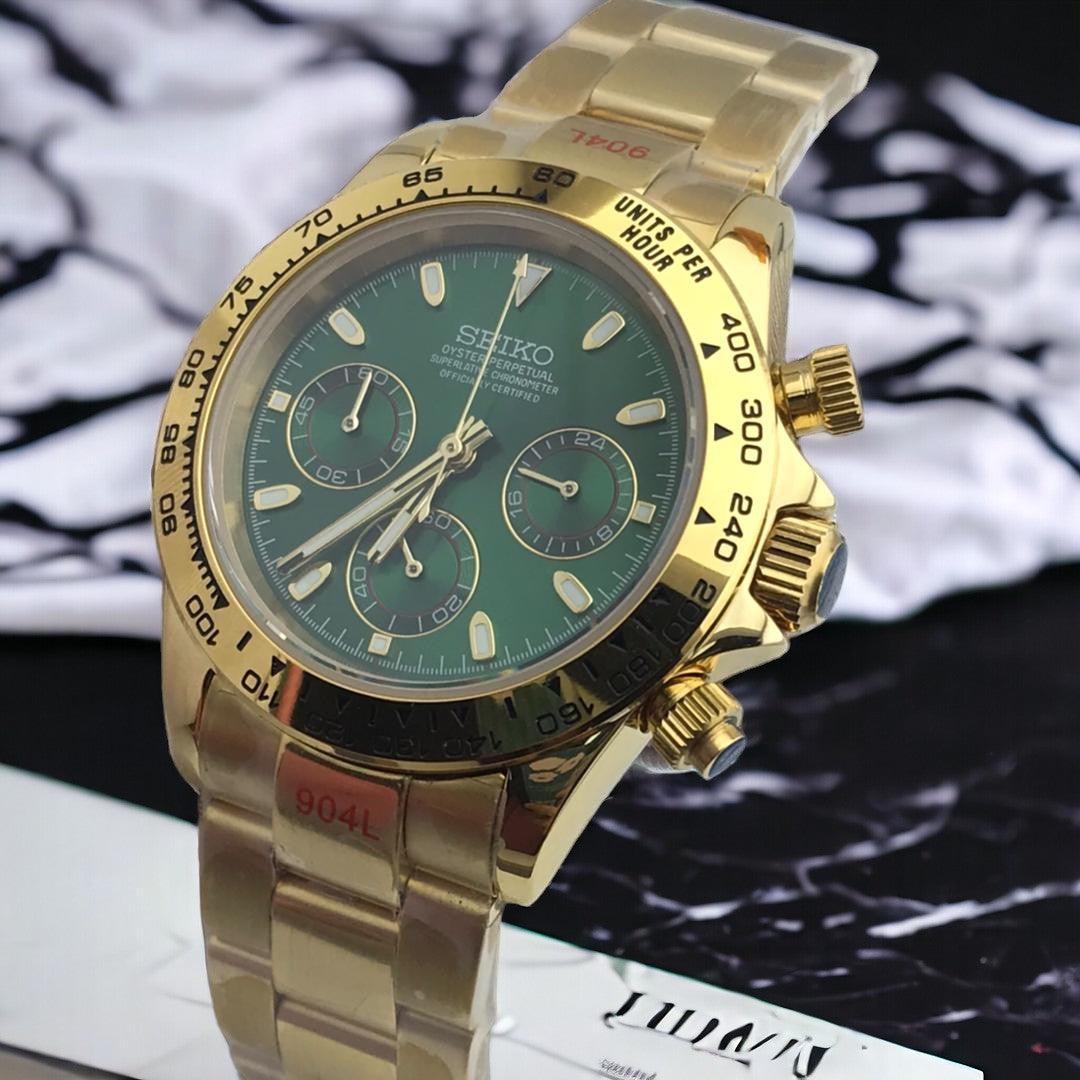 Seiko Daytona Groen en Goud - Edelmanwatches